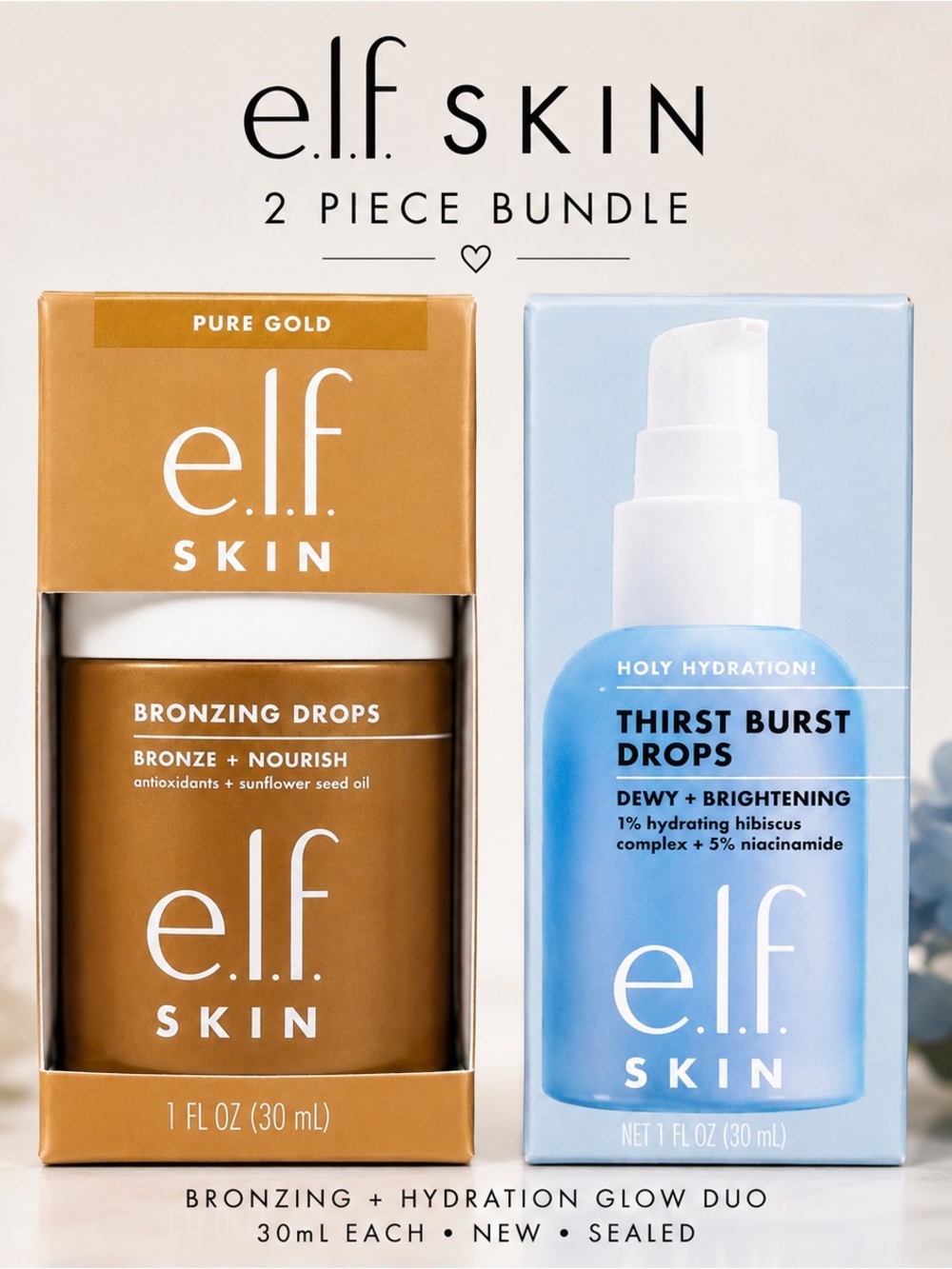 e.l.f. SKIN Bronzing Drops + Thirst Burst Drops 2pc Bundle NEW